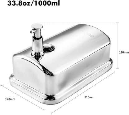 Soap Dispenser Wall Mount 304 Stainless Steel Commercial Hand Soap Dispenser, Manual Liquid Gel Soap Dispenser for Bathroom