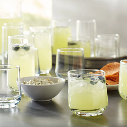 Josie Mixed Size Glass Drinkware, Set of 16