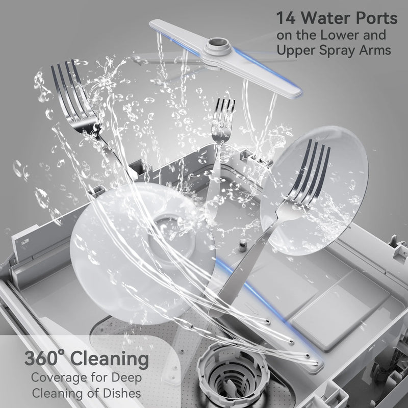 Portable Countertop Dishwasher, 5 Washing Programs, 5L Built-In Water Tank and Air-Dry Function, HMX-DW03