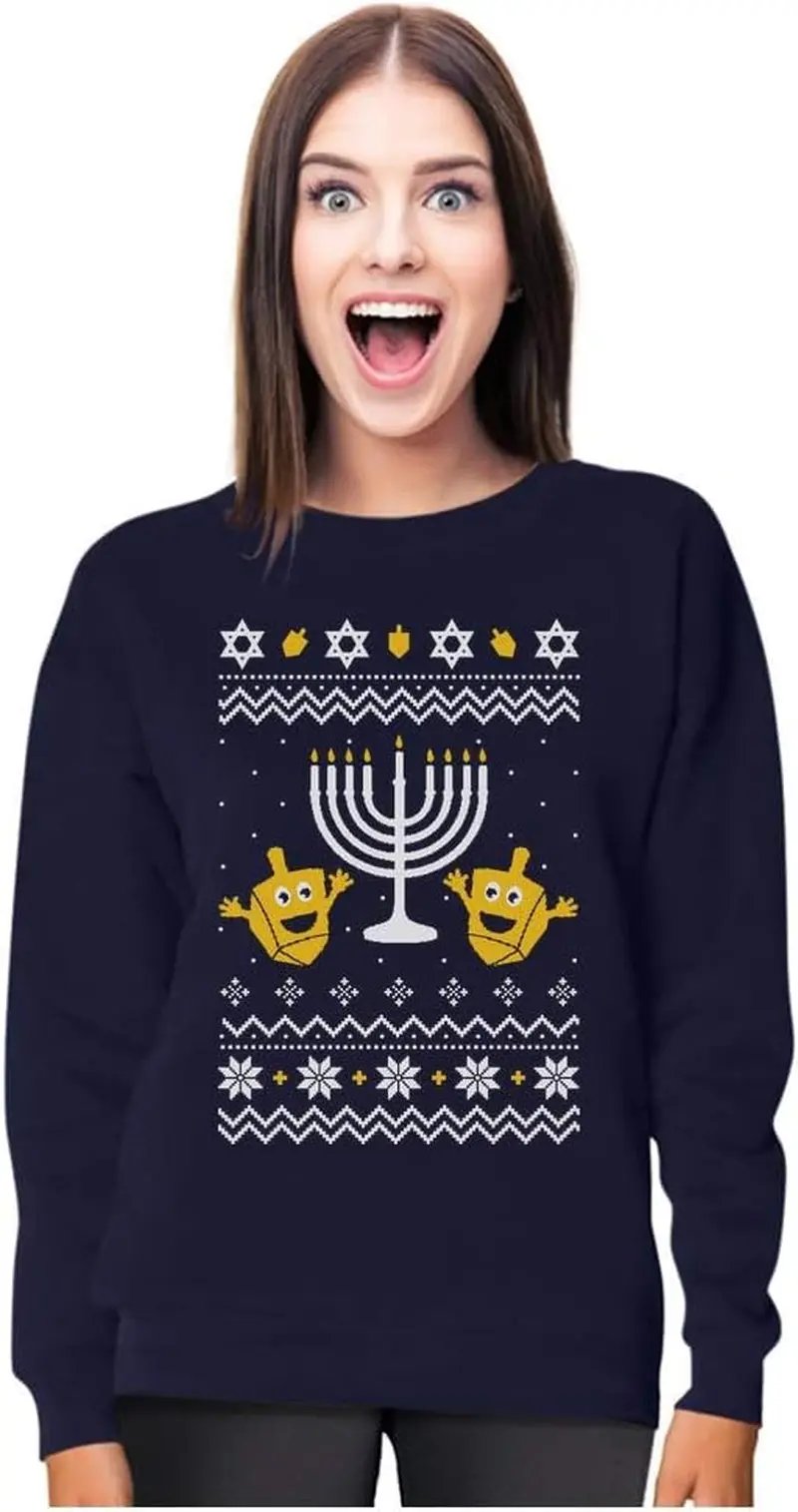 Ugly Hanukkah Sweatshirt for Women Teen Girls Tacky Chanukah Christmas Jewish Holiday Sweatshirts