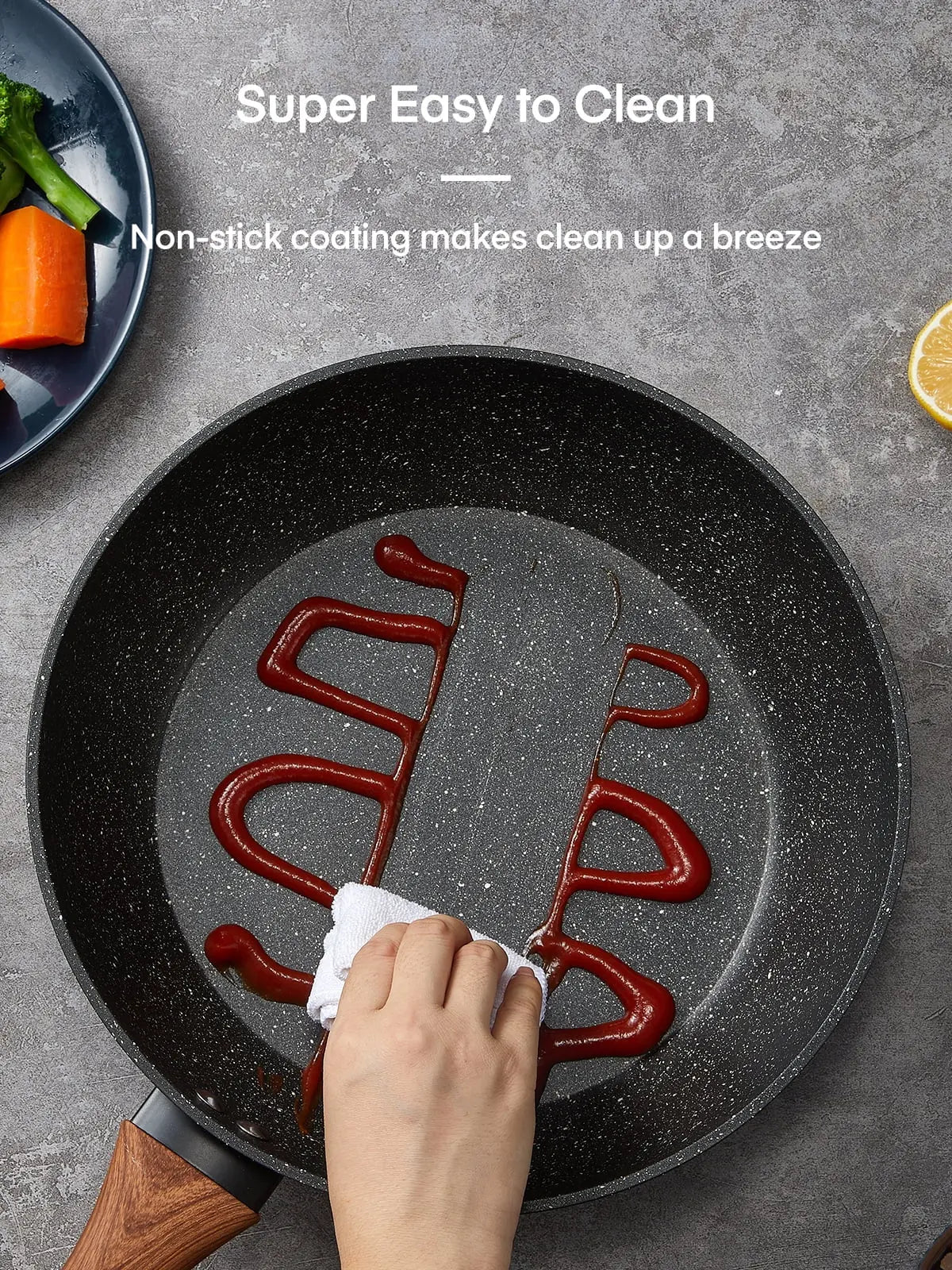 15-Piece Pots and Pans Set Non Stick, Induction Kitchen Cookware Sets, Aluminum, Black