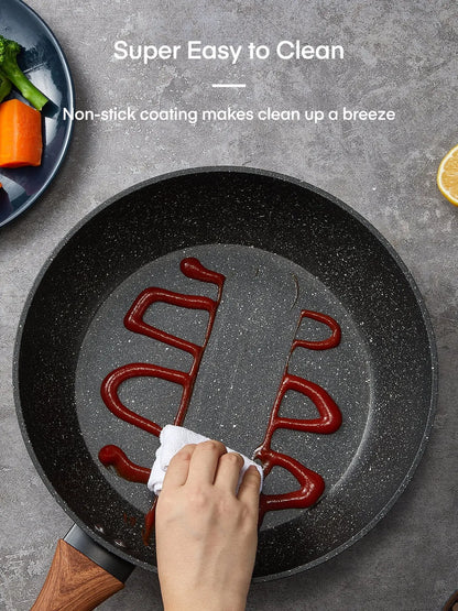 15-Piece Pots and Pans Set Non Stick, Induction Kitchen Cookware Sets, Aluminum, Black