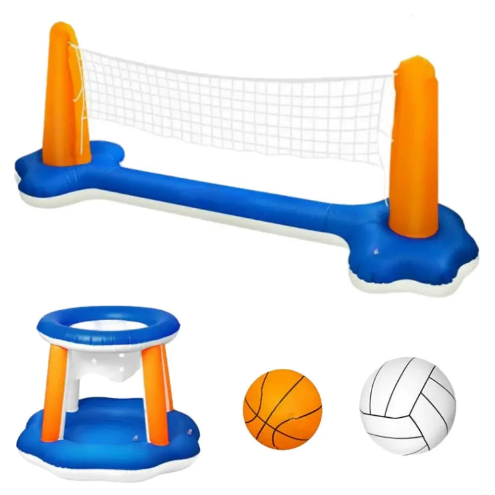Pool Volleyball Net Basketball Hoop Inflatable Pool Floats Toys Swimming Water Games for Adults,Orange