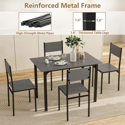Stylish 5-Piece Industrial Dining Table Set for 4 – Perfect for Modern Kitchens