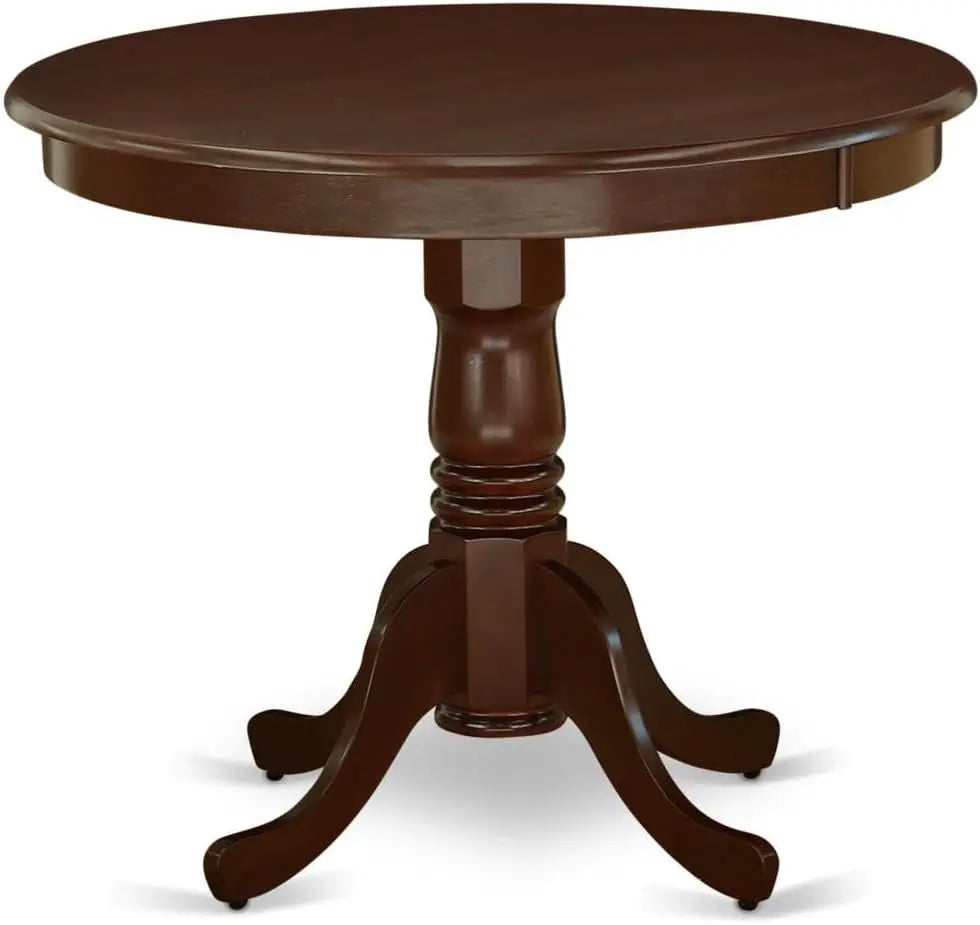 ANNO5-MAH-W 5 Piece Dining Set Includes a round Dining Room Table with Pedestal and 4 Wood Seat Chairs, 36X36 Inch, Mahogany