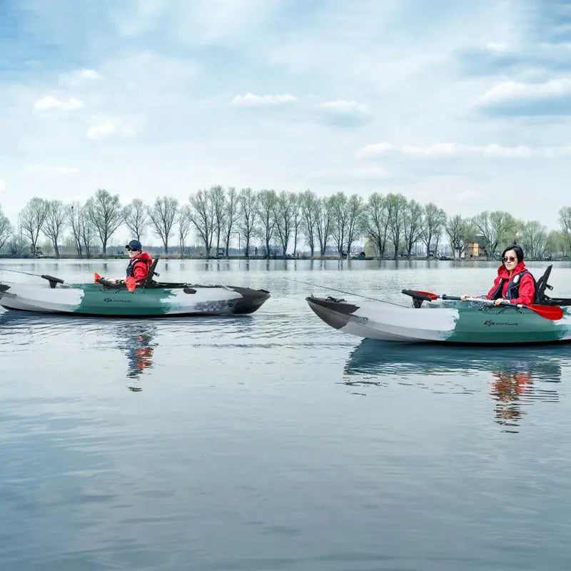 Explore the Waters: Versatile Sit-On-Top Fishing Kayak with Rod Holders & Paddle