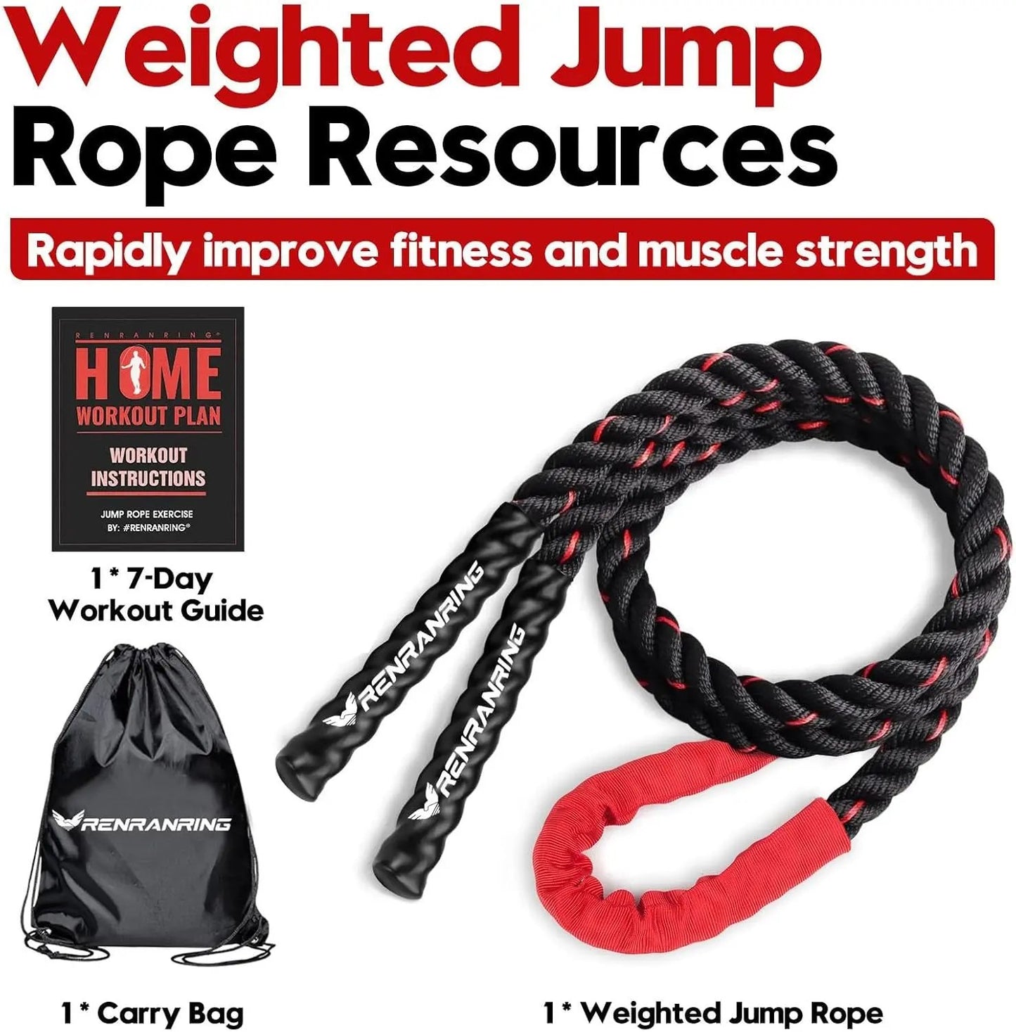 Ultimate Weighted Jump Rope for Men & Women - 3Lb, 4Lb, 5Lb Heavy Skipping Rope for Strength, Muscle Building & Home Gym Fitness