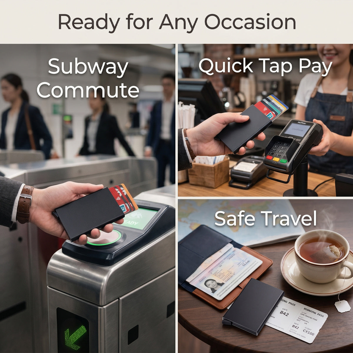 1 Automatic Pop-Up 8-Card Slot RFID Blocking