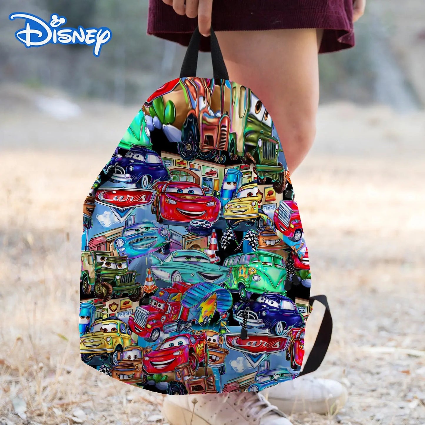 One fun-filled Cars backpack, perfect for lracers on the go! Our3Designs