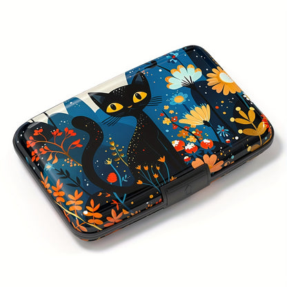 1pc Mini RFID Cat Pattern Aluminum Wallet Credit Card Holder