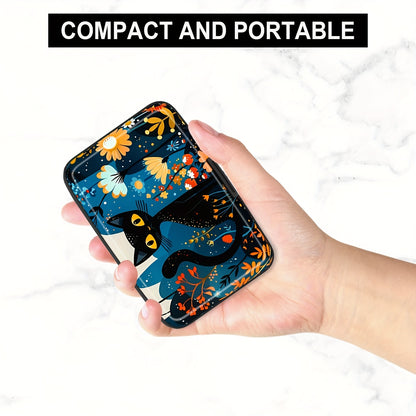 1pc Mini RFID Cat Pattern Aluminum Wallet Credit Card Holder
