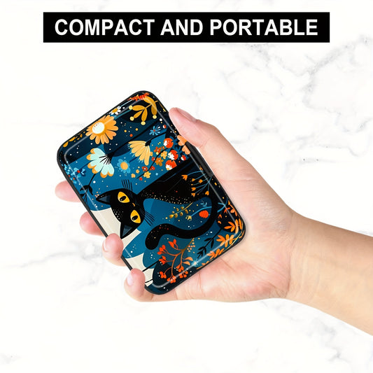 1pc Mini RFID Cat Pattern Aluminum Wallet Credit Card Holder