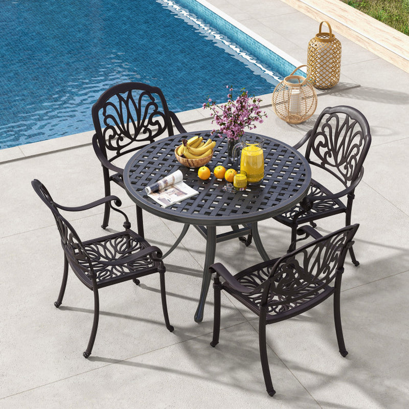 Upgrade your outdoor space with these stylish 2-piece cast aluminum dining chairs featuring comfy armrests! 🌞✨ #PatioPerfection #OutdoorLiving