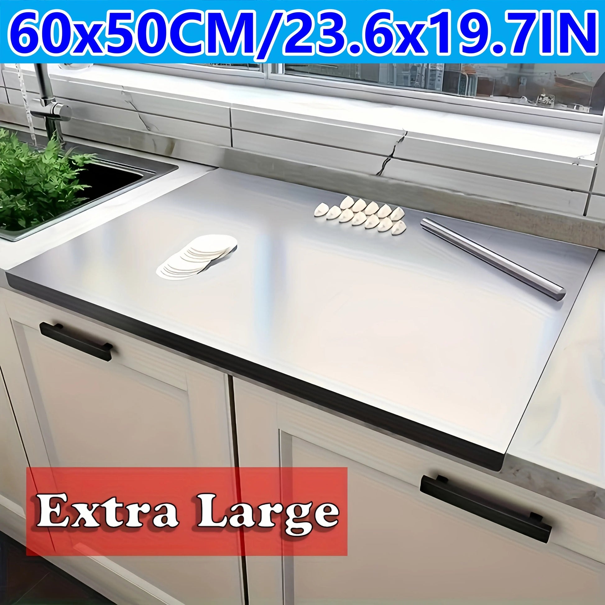 Extra Large Heavy-Duty Stainless Steel Cutting Board - 24X16 with lip Temu