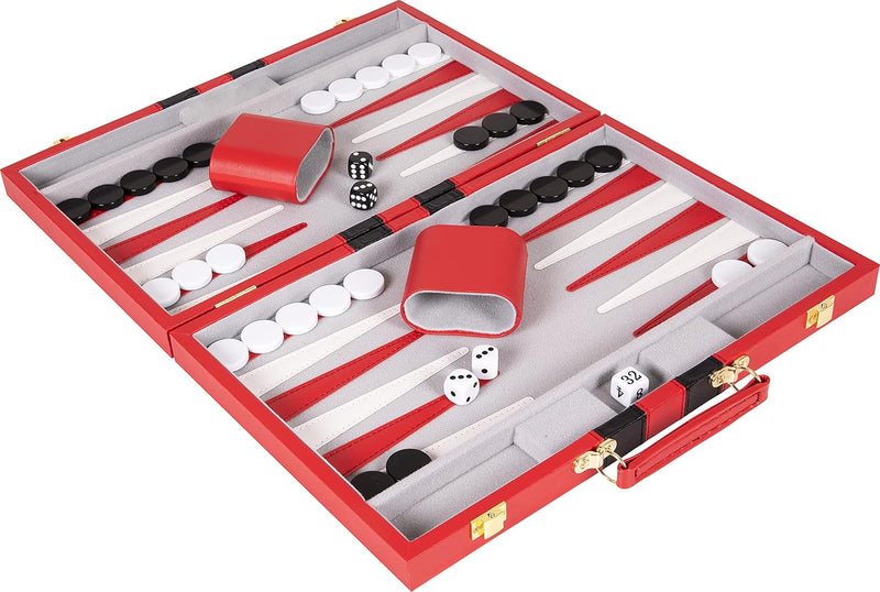Elevate Your Game Nights with Our Premium Leather Backgammon Set - Perfect for Adults & Kids! 🎲❤️ 11" Travel Size in Stylish Red!