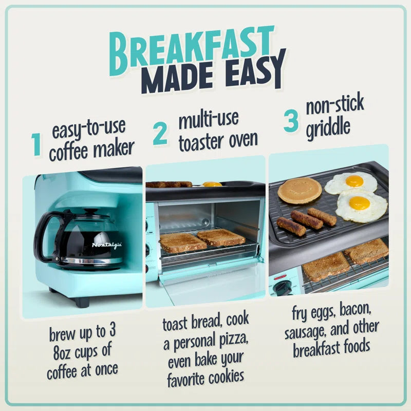 Upgrade your mornings with the Retro 3-In-1 Breakfast Station! ☕🍳🥪 Perfect for the whole family! #BreakfastGoals #RetroVibes