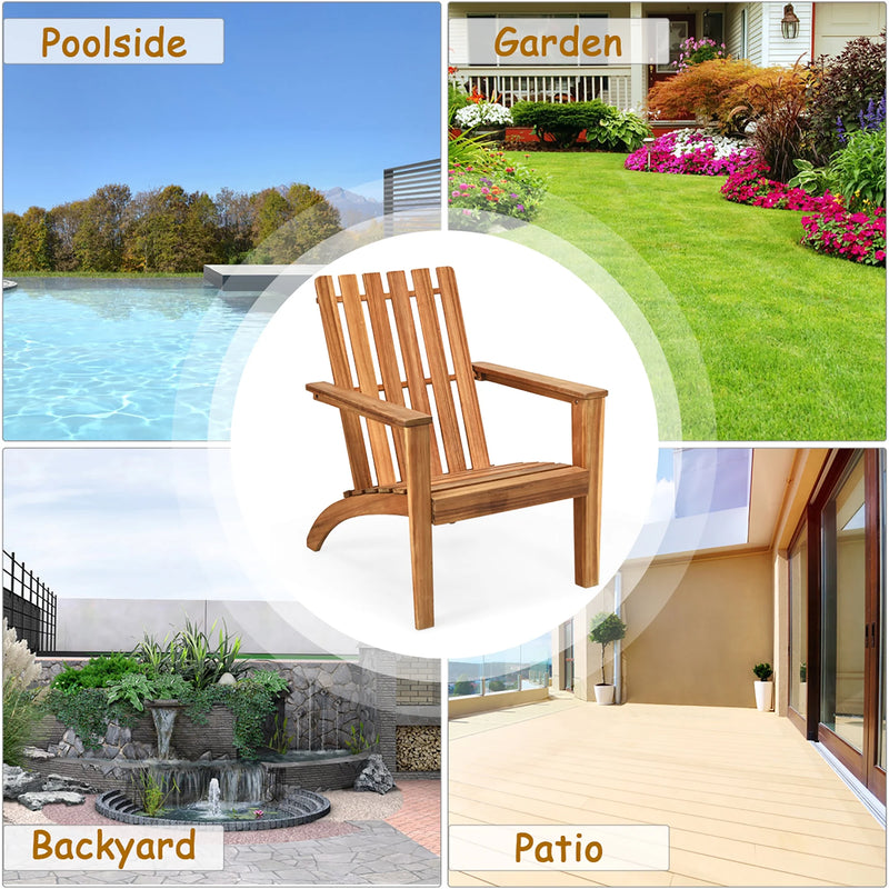 Patio Acacia Wood Adirondack Chair Lounge Armchair Sturdy Outdoor Garden Yard
