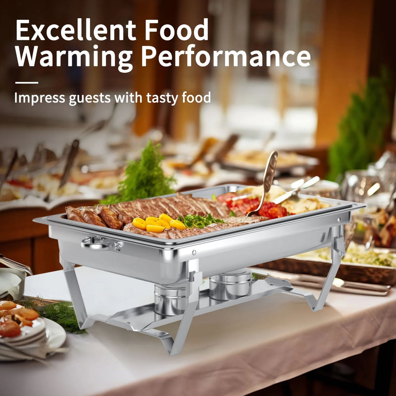 Elevate Your Events with Our 4-Pack 8QT Stainless Steel Chafing Dish Set! Perfect for Buffets, Weddings, and Parties!