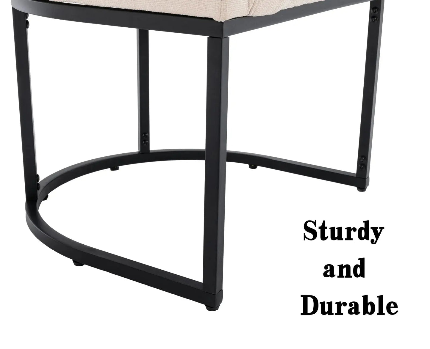 Modern Linen Dining Chair, Mid-Century Upholstered Barrel Kitchen Chairs Fabric Side Chair with Metal Legs and Curved Back for Living Room Dining Room Bedroom, Cream