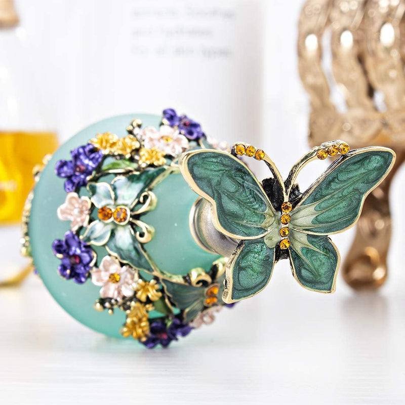 H&D Elegant Retro Mini Green Butterfly Perfume Bottle - 24ml Charming Fragrance Container