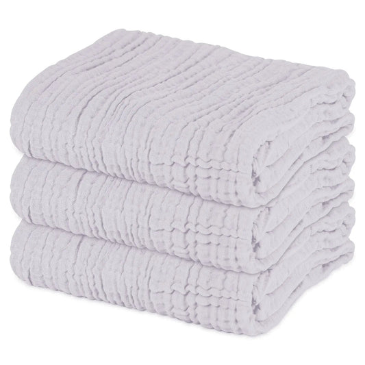 Snuggle Your Little One with Our Soft Muslin Baby Bath Towels - 3 Pack in Cozy Grey! 🛁💖✨