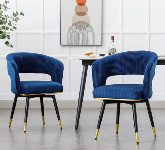 Janalyn Swivel Velvet Dining Chair Upholstered Back Arm Chair