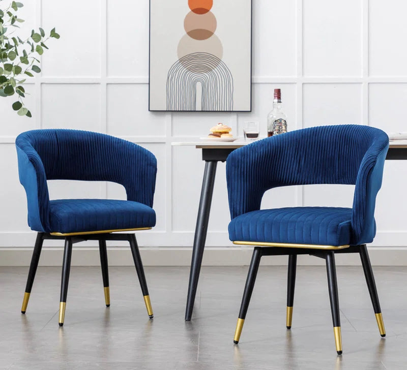 Janalyn Swivel Velvet Dining Chair Upholstered Back Arm Chair