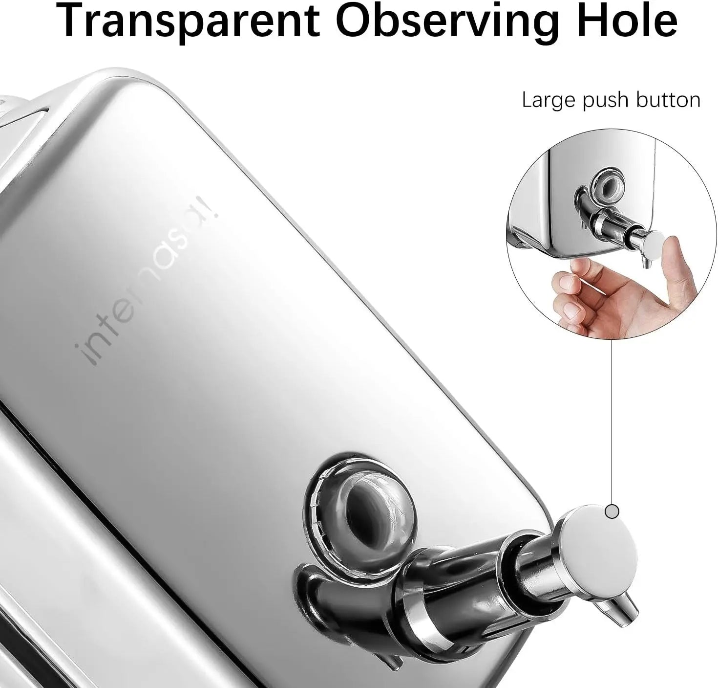 Soap Dispenser Wall Mount 304 Stainless Steel Commercial Hand Soap Dispenser, Manual Liquid Gel Soap Dispenser for Bathroom