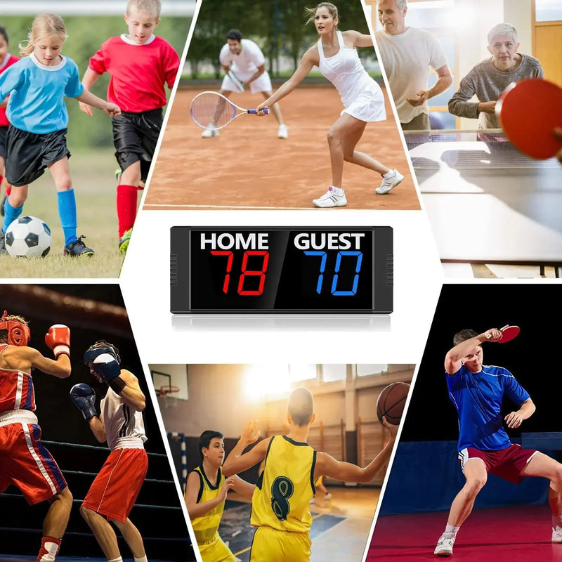 Btbsign Score Keeper Portable 1.5 " Led Digital Electronic Scoreboard Indoor Games Blue Red