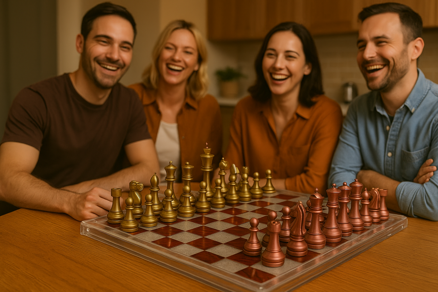 19.5" Walnut & White Epoxy Chess Set – Weighted Pieces, Modern Handmade Board Game Gift