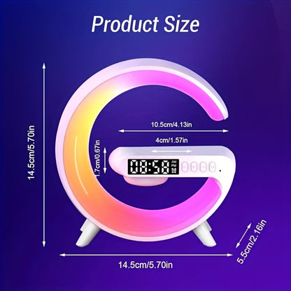 Wireless Phone Charger - Portable Speaker with RGB Lights, Smart Bar Rhythm Lighting, Sunrise Alarm