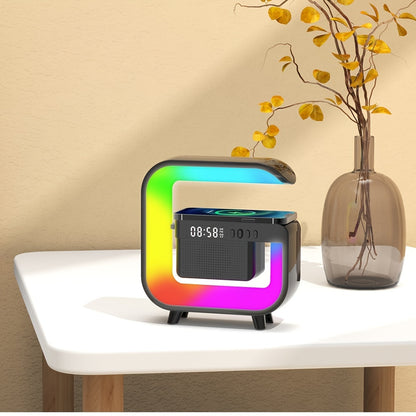 Wireless Phone Charger - Portable Speaker with RGB Lights, Smart Bar Rhythm Lighting, Sunrise Alarm