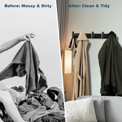 Wall-Mounted Coat Rack with T-Shaped Hooks