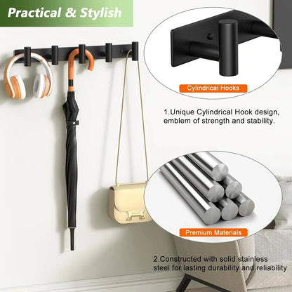 Wall-Mounted Coat Rack with T-Shaped Hooks O3DTMU