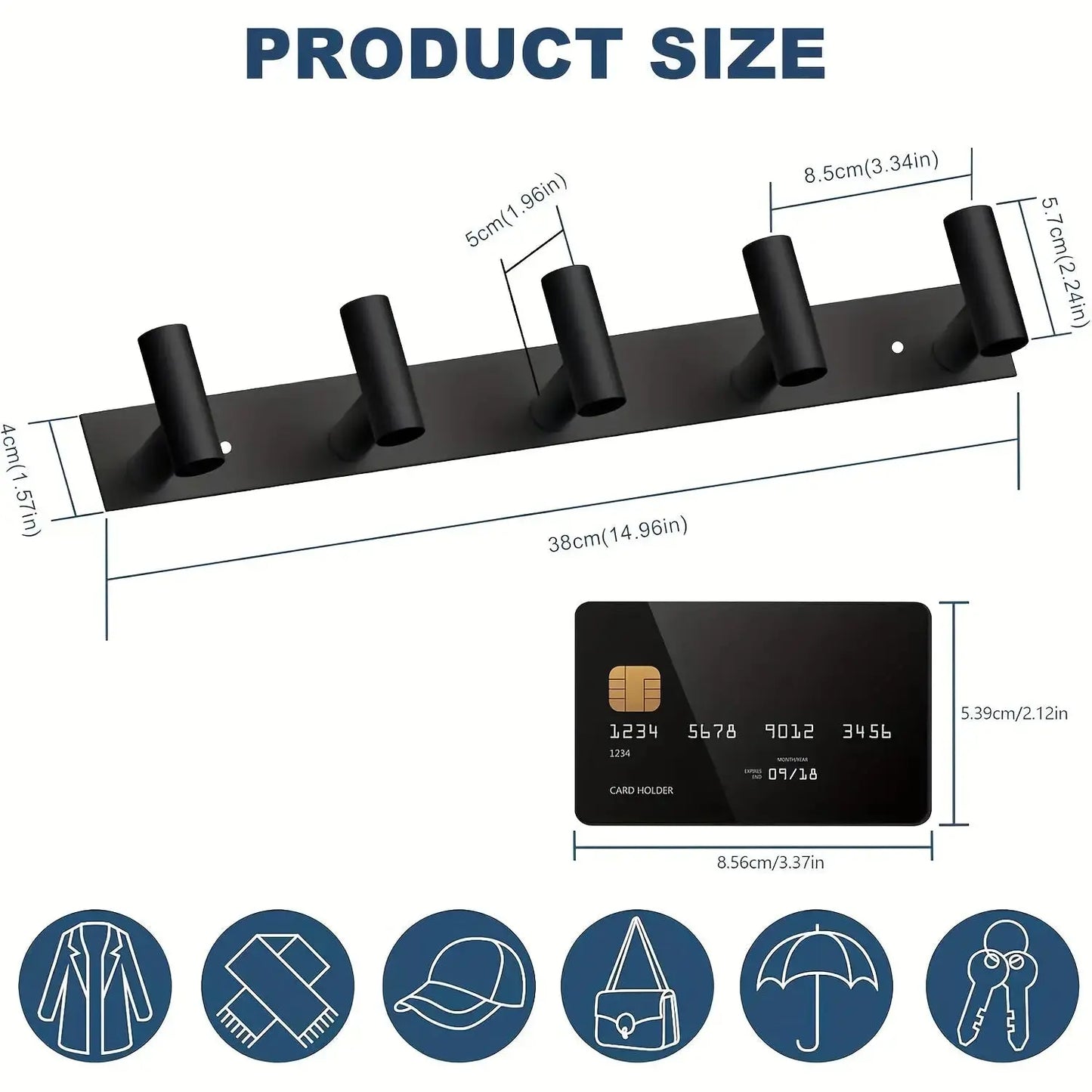 Wall-Mounted Coat Rack with T-Shaped Hooks O3DTMU