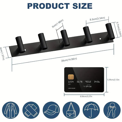 Wall-Mounted Coat Rack with T-Shaped Hooks O3DTMU
