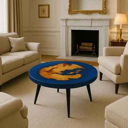 24" Round Epoxy Resin & Olive Wood Coffee Table – Live Edge Design table - Our3Designs