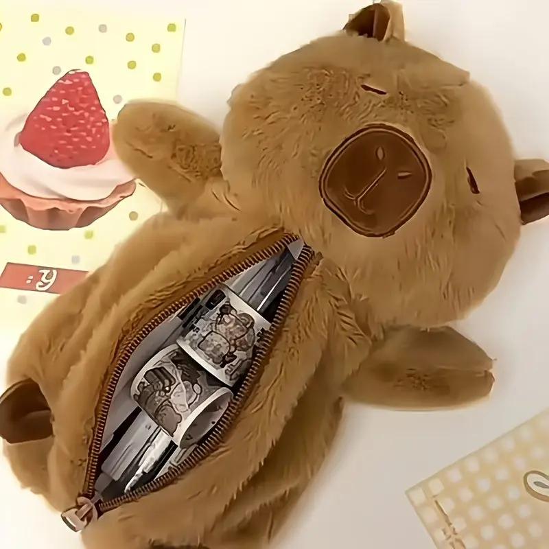 Cute Capybara Plush Multifunctional Case, Zippered Pouch Temu