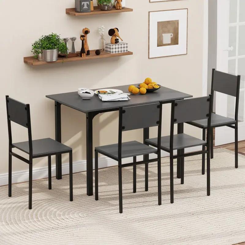 Stylish 5-Piece Industrial Dining Table Set for 4 - Perfect for Modern Kitchens