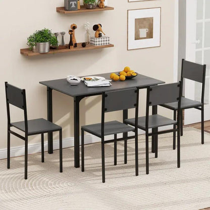 Stylish 5-Piece Industrial Dining Table Set for 4 - Perfect for Modern Kitchens