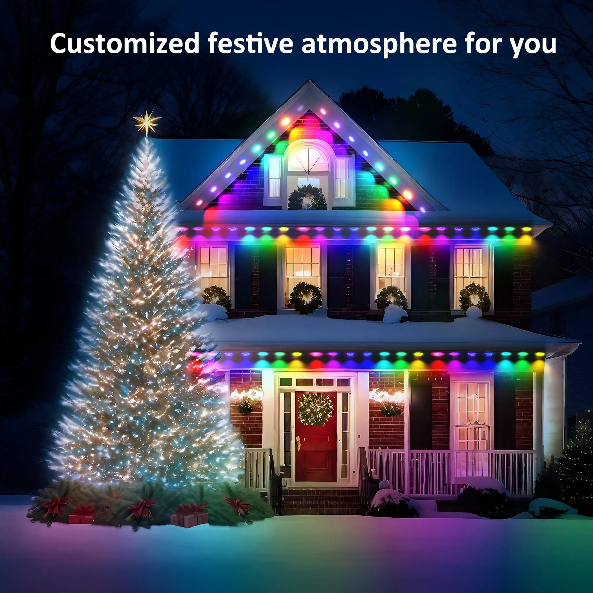 Transform Your Home with 50Ft of Permanent Outdoor Waterproof LED Smart Eaves Lights – Perfect for Christmas and Year-Round Celebrations!