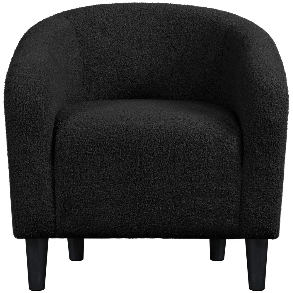 Upholstered Boucle Club Chair Accent Barrel Chair, Black