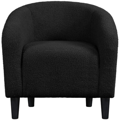 Upholstered Boucle Club Chair Accent Barrel Chair, Black