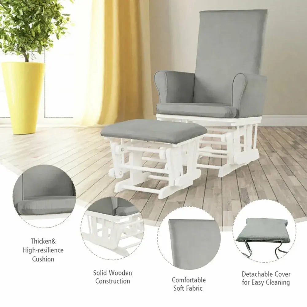 Recliner Chair, Reclining Chair,Lounge Chair,Baby Nursery Relax Rocker Rocking Chair Glider and Ottoman Cushion Set-Gray