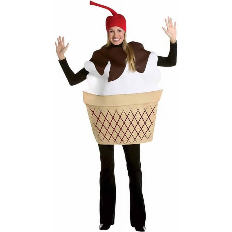 Deliciously Fun Ice Cream Sundae Costume for Adults - Cherry Hat Included, One Size Fits Most!