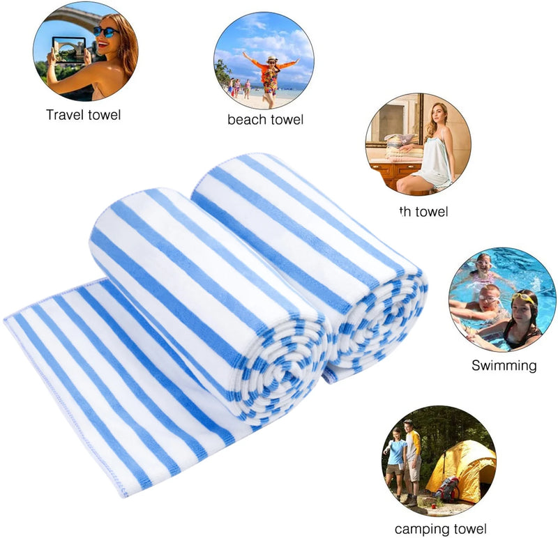 Premium 2-Piece Microfiber Bath Towel Set, Fast-Drying and Highly Absorbent, 30" x 60", Blue