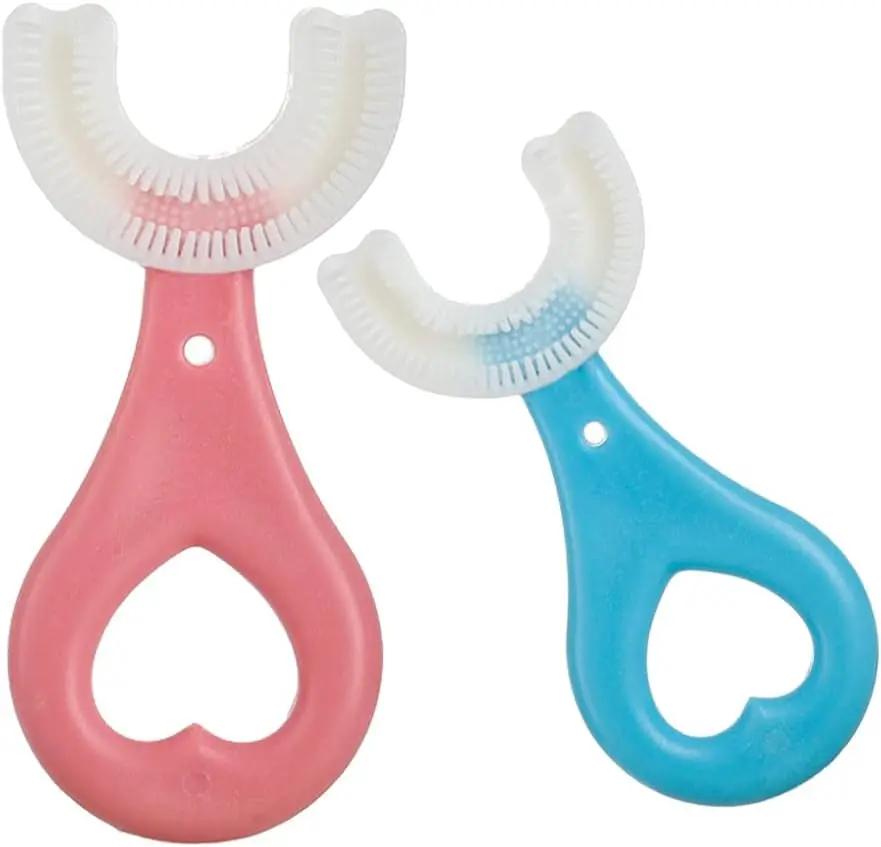 Double Trouble U-Shaped Toothbrush Duo: The Ultimate Kiddo Smile Squad for Tiny Teeth Adventures (Blue & Pink Edition)