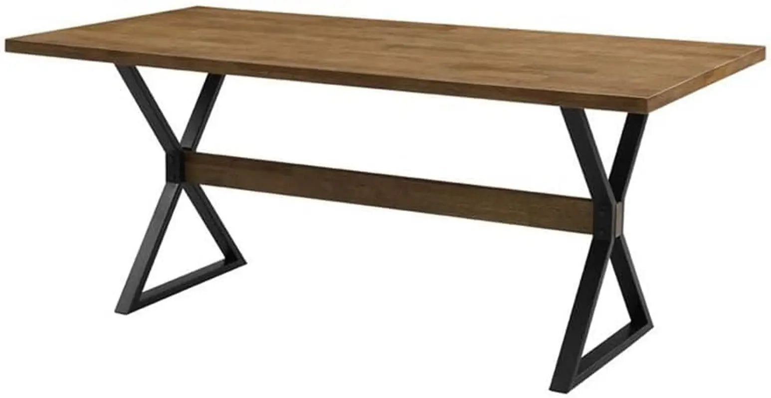 Harrold Modern Farmhouse Solid Wood X Leg Dining Table, 72 Inch, Rustic Oak