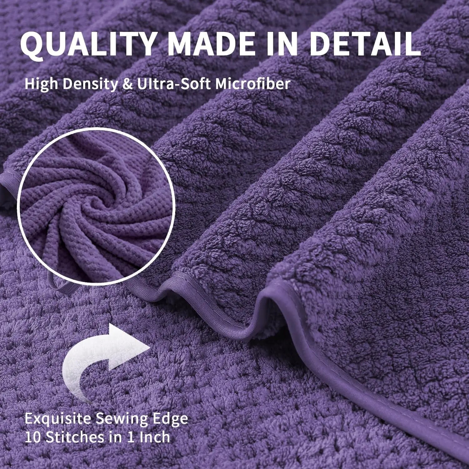 4 Pack Towel Set Oversized Bath Sheet Towels 600 GSM Ultra Soft Dark Purple Bath Towels