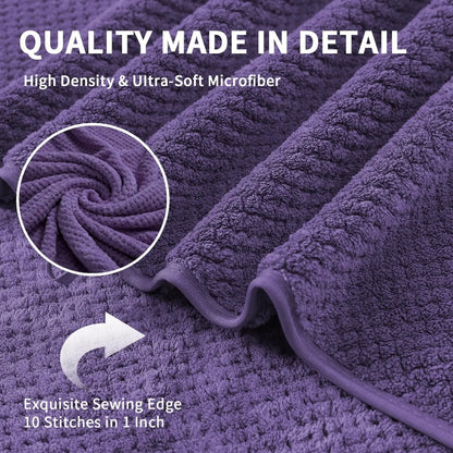4 Pack Towel Set Oversized Bath Sheet Towels 600 GSM Ultra Soft Dark Purple Bath Towels